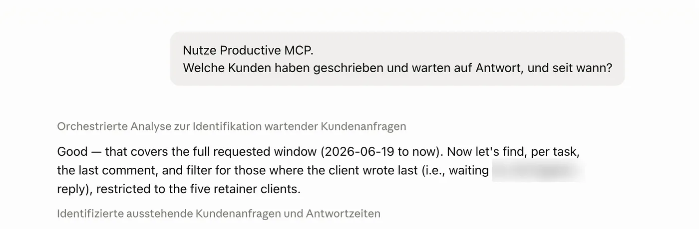 Productive MCP Connector: Abfrage von Agentur- und Projektdaten in Claude